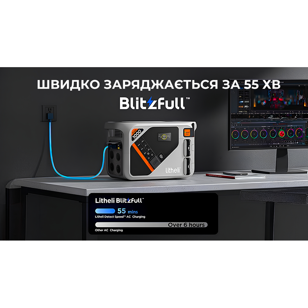 Зарядна станція Litheli 1800 Вт, 1069 Вт·год, LiFePO4, + 2 Power Bank (U20EH17-0A200)